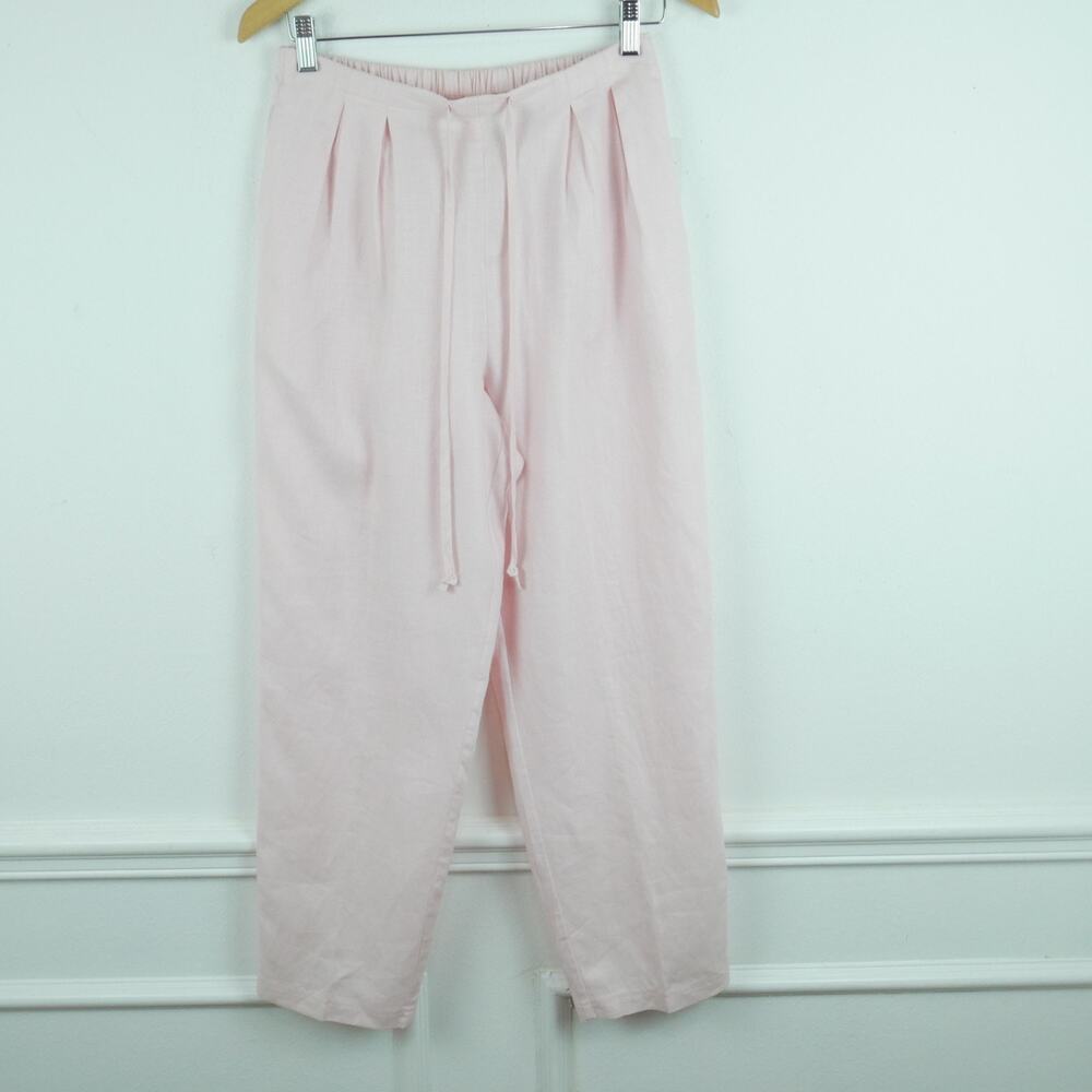 Vintage P medium Pants 100% Linen Powder Pink Pastel 90s Coastal Minimal NWT